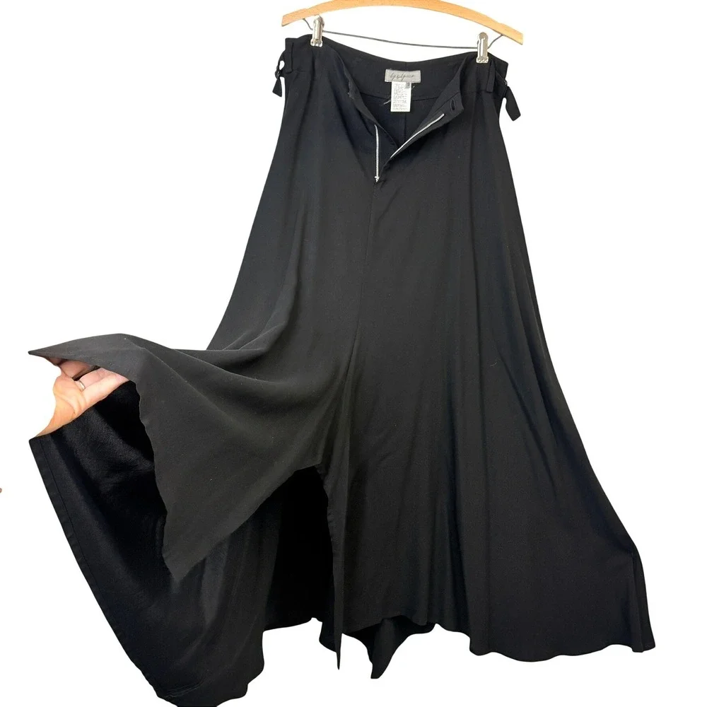 Yohji Yamamoto Black Wide Leg Flowy Avant-Garde Skirt Japanese Streetwear Size 3